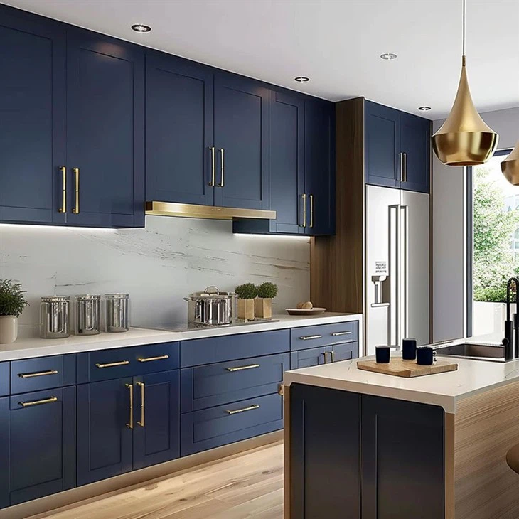 blue kitchen cabinets with quartz countertops (1)