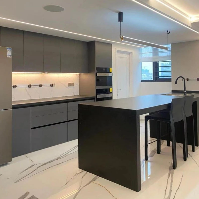 Gray Cabinets Granite Countertops