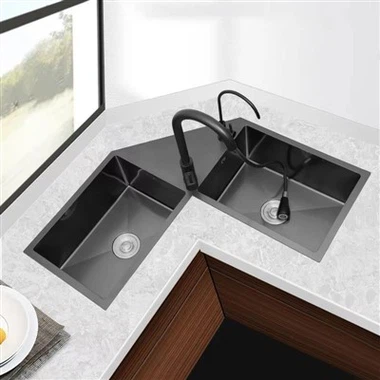 Black Corner Kitchen Sink