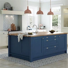 Blue And White Painted Kitchen Cabinets