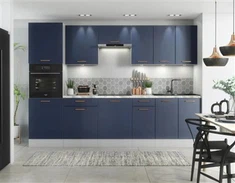 Blue Slab Kitchen Cabinets